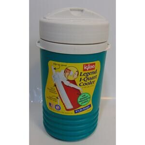 Vintage 90s IGLOO LEGEND 1 Quart COOLER Water Jug Teal Green White Label